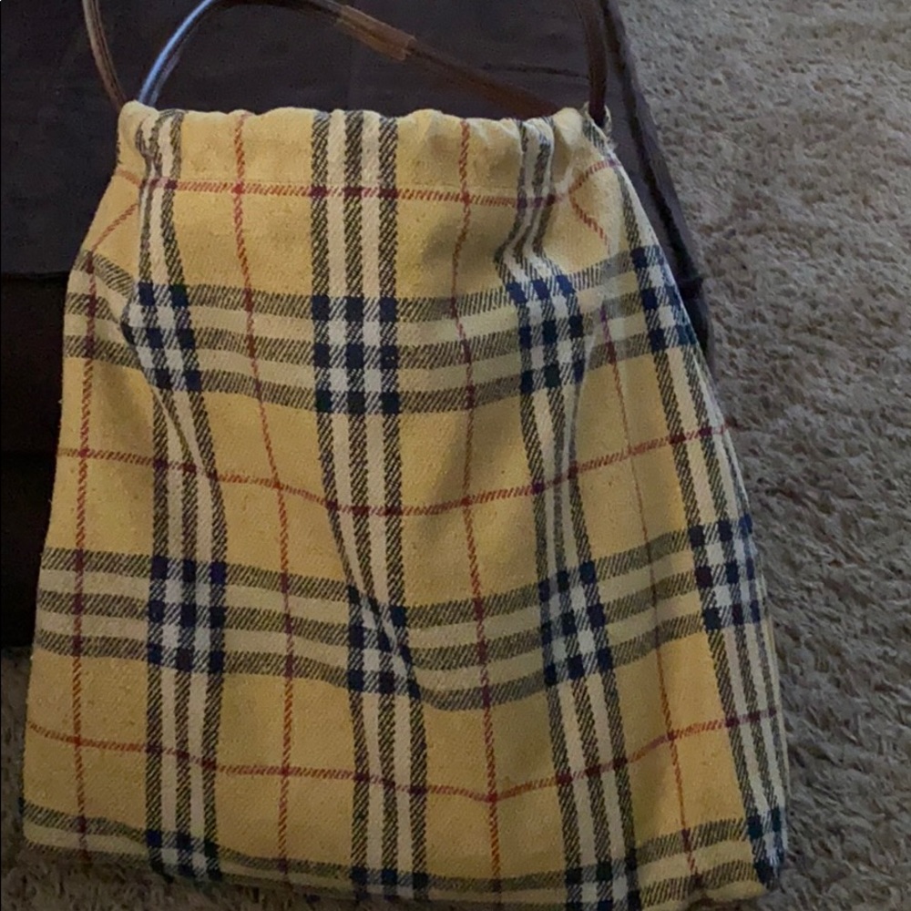 Burberry print fabric tote purse